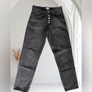 High-Rise Mom Jeans Nordstrom BP Faded Black Waist 26 Goth Casual Cotton Denim